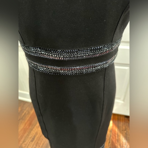 White House Black Market Striped Black Dress Sz 4 - Picture 5 of 7